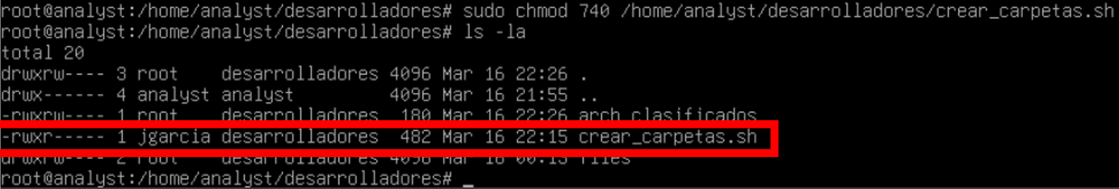 Asignar permisos correctos a script